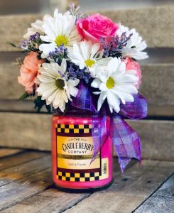 Shine Bright Jar Candle with Flowers Flower Bouquet