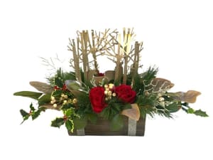 Tea Light Forest Scene Centerpiece Flower Bouquet