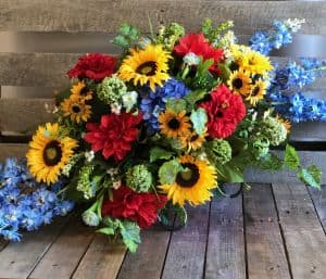 Silk Grave Saddle - Summer Bright Flower Bouquet