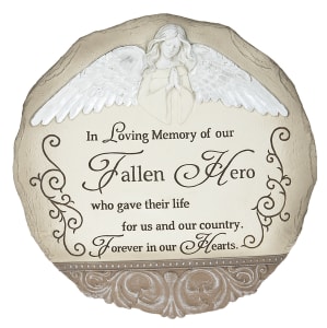 Fallen Hero Stepping Stone with Stand Flower Bouquet