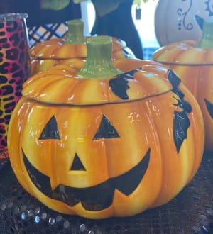 Jack-o-Lantern Ceramic Pumpkin Flower Bouquet