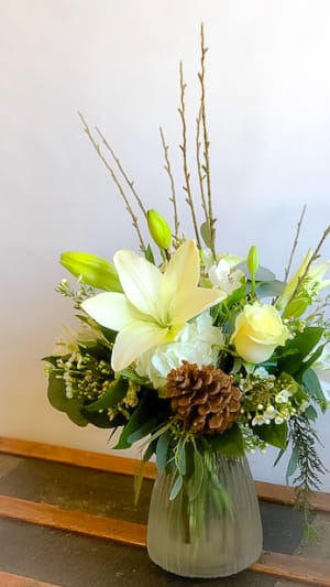 Winter White Flower Arrangement Winter White Flower Bouquet