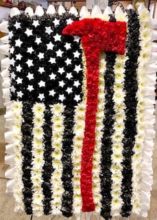 Firefighter Flag Thin Red Line Flower Bouquet