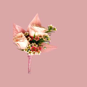 Blushing Petals Boutonniere Flower Bouquet