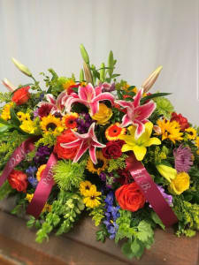 Summer Garden Casket Spray Flower Bouquet