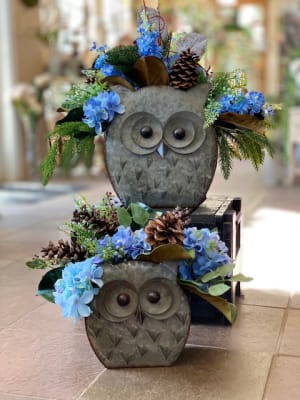 Silk Owl Planter Flower Arrangement Silk Owl Planter Flower Bouquet