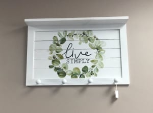 Live Simply Wooden Sign With Hooks Flower Bouquet