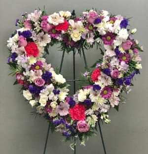 Open Heart Easel Spray Flower Bouquet