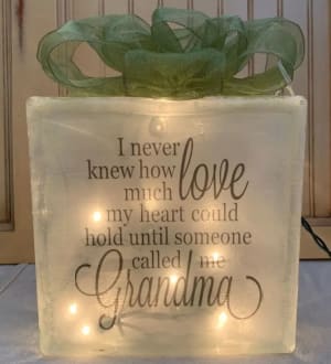 Love Grandma Lighted Glass Block Flower Bouquet