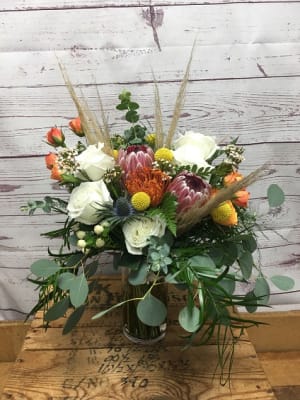 Perky Plumes and Protea Wedding Flowers