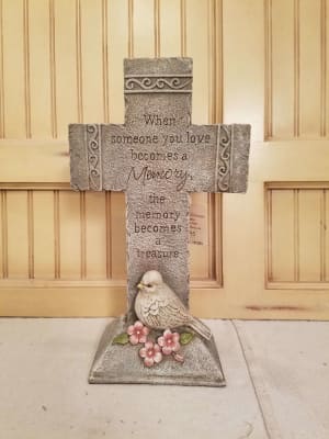 Sympathy Cross with Dove Flower Bouquet