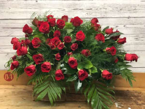 Red Rose Casket Spray Flower Bouquet