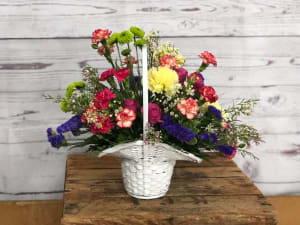 Complimentary Carnations Arrangement in Basket