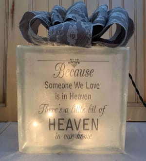 Heaven Sympathy Lighted Glass Block Flower Bouquet