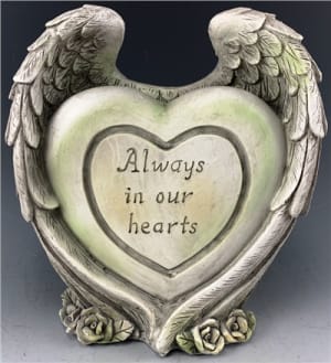 Always In Our Hearts Angel Wings With Heart Flower Bouquet