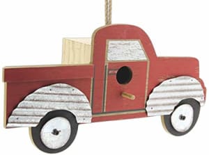 Primitive Wood Pick-Up Truck Birdhouse Flower Bouquet