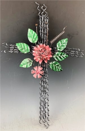 Wire Cross with Flower Design Flower Bouquet