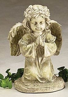 Kneeling Resin Garden Cherub Flower Bouquet