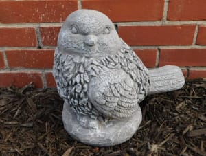 Fat Bird Stone Statue Flower Bouquet