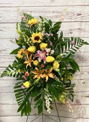 Tropical Inspired Easel Spray Flower Bouquet