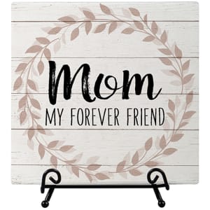 Mom Memorial Plaque on easel stand Flower Bouquet