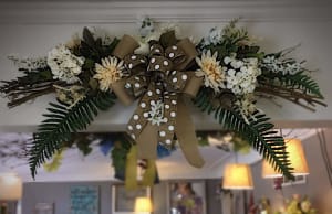 Silk (Artificial) Flower Swag in White and Tan Flower Bouquet