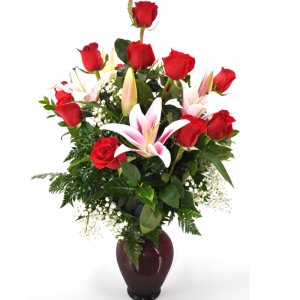 Ecuador Roses &Costa Rica Lilies Flower Bouquet