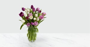 Darling Lavender & White Tulips with Vase