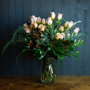 Two Dozen Peach Roses Flower Bouquet