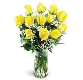 Classic Dozen Yellow Roses Flower Bouquet