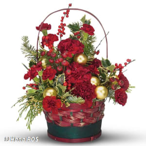 Season's Greetings Basket Flower Bouquet