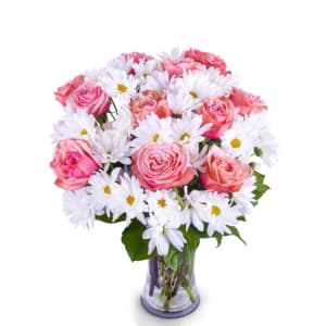 Daisies and Rose Vase Flower Bouquet