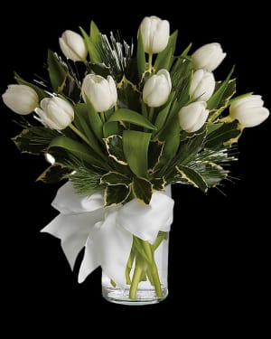 Daylily White Tulips Flower Bouquet