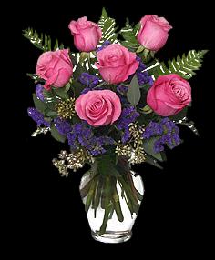 Half Dozen Pink Roses Flower Bouquet