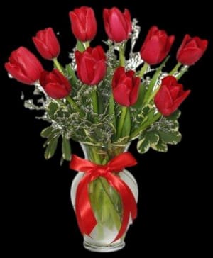 Romantic Red Tulips Flower Bouquet