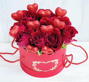 Hearts in a box Flower Bouquet