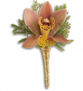 Sunset Orchid Boutonniere Flower Bouquet