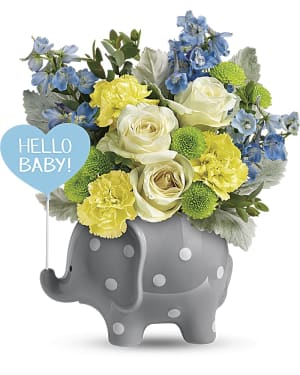 Teleflora's Hello Sweet Baby - Blue Flower Bouquet