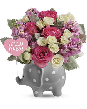 Teleflora's Hello Sweet Baby - Pink Flower Bouquet