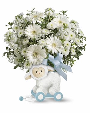 Teleflora's Sweet Little Lamb - Baby Blue Flower Bouquet