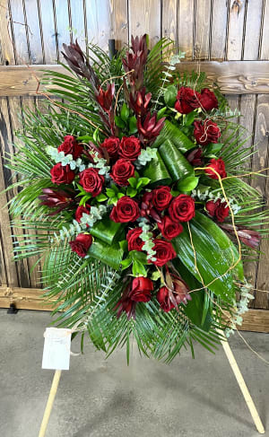 Ruby Serenity Easel Flower Bouquet