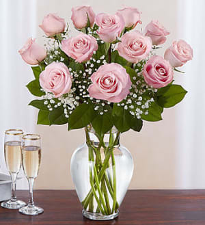 Premium Long Stem Pink Roses Flower Bouquet