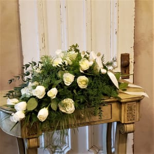 24 Rose White Elegance Casket Spray Flower Bouquet