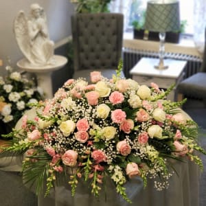 Blessings in Pink and White Casket Spray Flower Bouquet