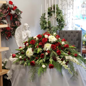 Holiday Memories Casket Spray Flower Bouquet