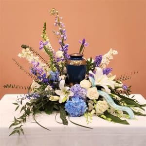 Blue Waters Urn Surround Flower Bouquet