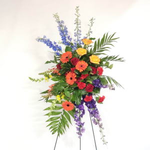 Over the Rainbow Easel Spray Flower Bouquet