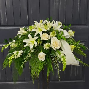 Etherial White Small Casket Spray Flower Bouquet