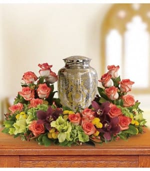 Sunset Wreath Urn Surround Flower Bouquet