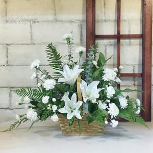 Peaceful Lily Basket Flower Bouquet